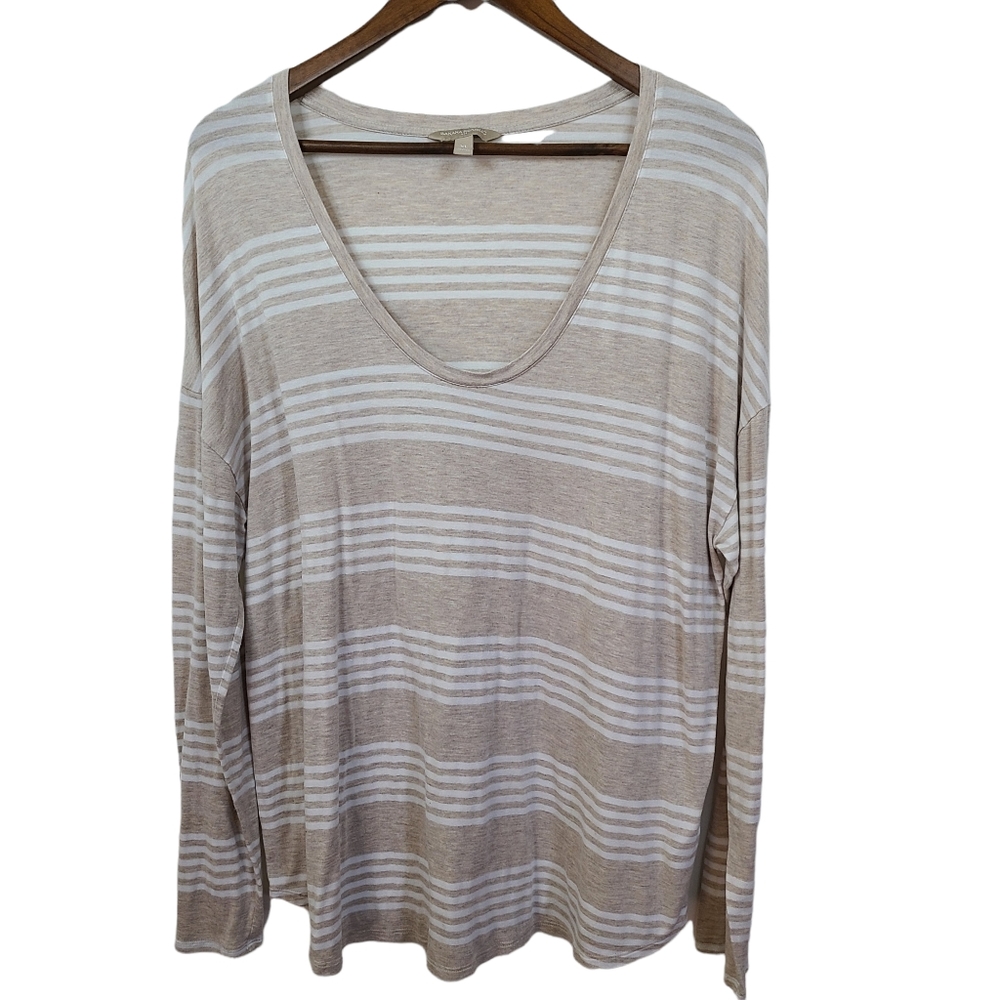 Banana Republic Striped Scoop Neck Long Sleeve Top XL